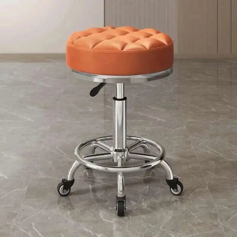 Barber Nail Salon Chair Swivel Wheels Rotating Salon Hair Stylist Barbershop Equipment Furniture Professional Rolling Silla