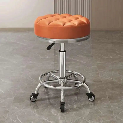 Barber Nail Salon Chair Swivel Wheels Rotating Salon Hair Stylist Barbershop Equipment Furniture Professional Rolling Silla