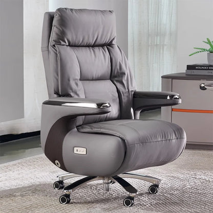 Contemporary Executive Recliner Chair Luxury Black Synthetic Leather Office Furniture Massage Feature for Boss Office Workers