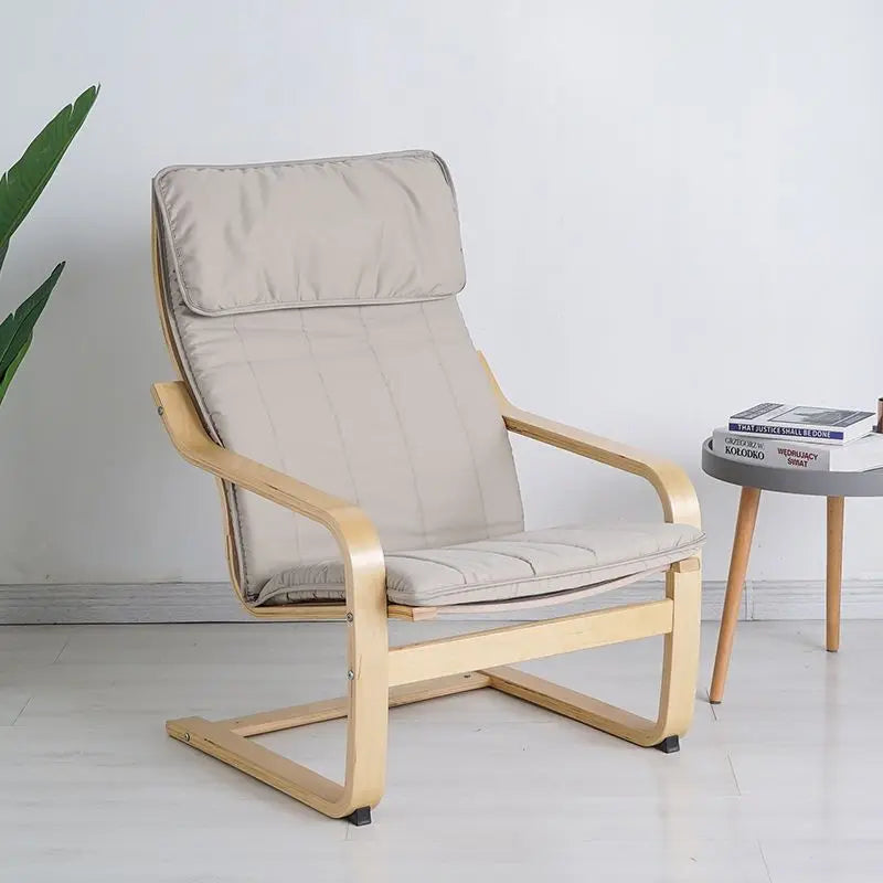 Nordic Lounge Chair - Solid Wood Armrest Recliner for Balcony & Nursery