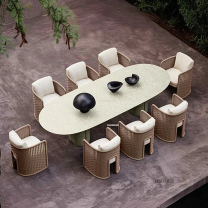 Luxury Rattan Outdoor Sofas Retro Garden Furniture Leisure Home Balcony Patio Set Nordic Rainproof and Sunproof Rope Sofa Chair