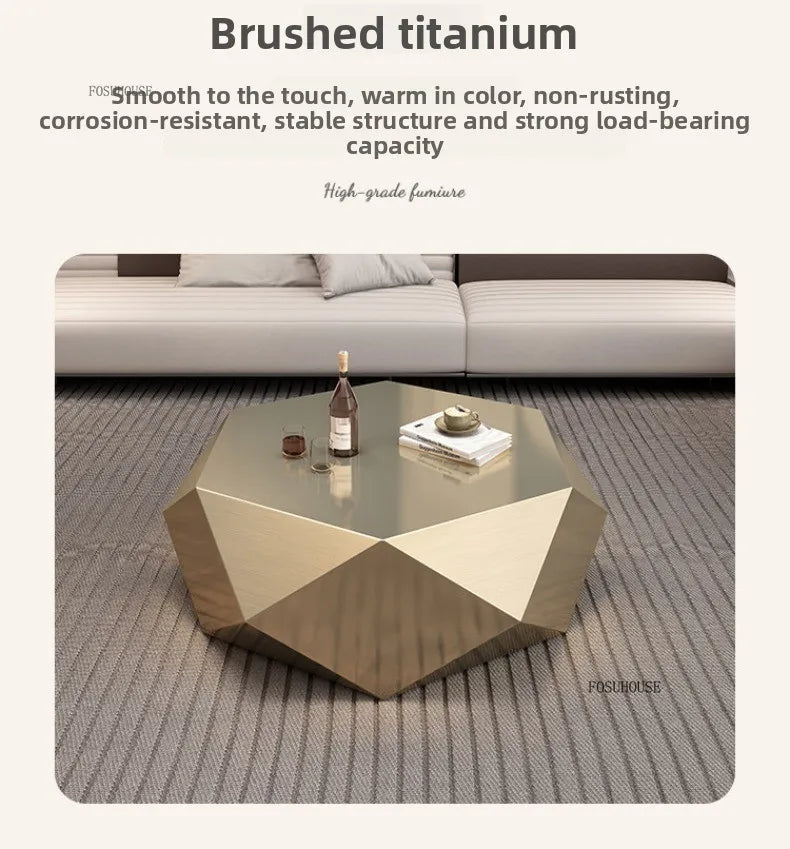 Luxury Gold Coffee Tables for Living Room Italian Irregularly Shaped Metal Side Tables Minimalist High-end Table for Office