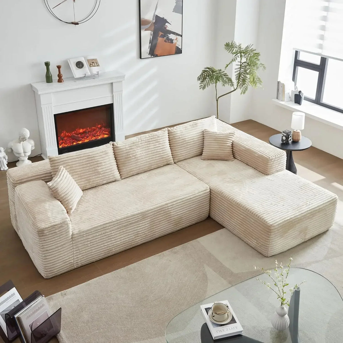 104'' L-Shape Modular Sectional Sofa Couch - Comfortable Upholstered Cloud Design Modern Minimalist Deep Seat Living Room Furnit