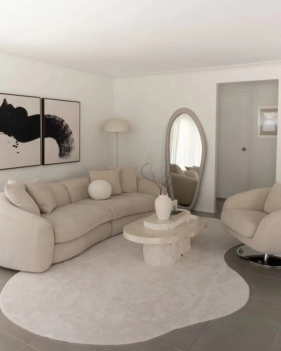 Italian minimalist curved fabric sofa designer living room latex combination sofa