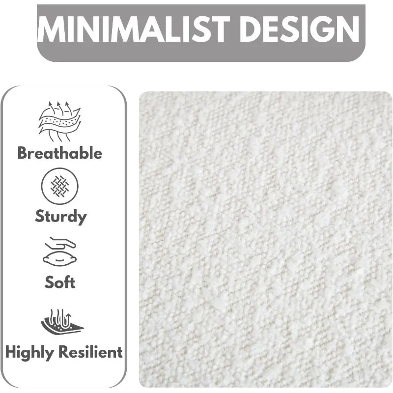 Set of 4 Barrel Dining Chairs, White Boucle Dining Room Chairs, Glam Side Chairs with Arms and Gold Chrome Legs, Sherpa Modern K