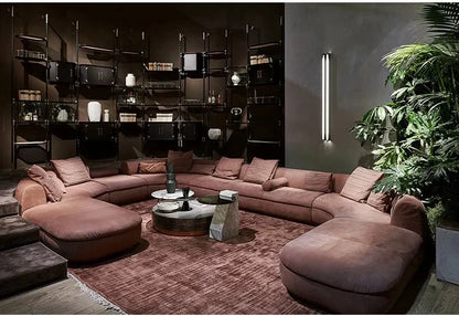 Curved sofa minimalist designer large corner fabric sofa combination
