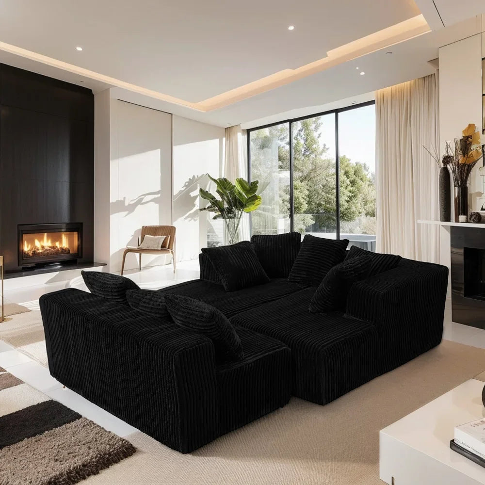 131" Modular Sectional Couch, Luxury Couches for Living Room, Corduroy Sofa with Chaise Lounge Comfy