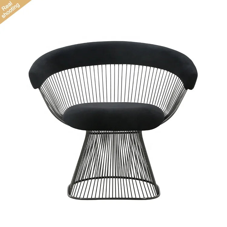 Classical Black Stainless Steel Velvet Upholstery Modern Living Room Single Sofa Chair Designer Lounge Chair Armchair