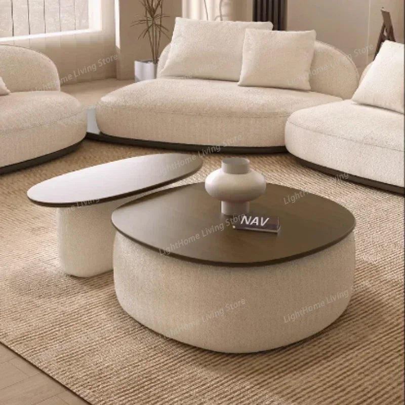Living Room Coffee Table Designer Creative Three-person Log Style Furniture Modern Simple Modern Morocco Fabric Sectional Sofas