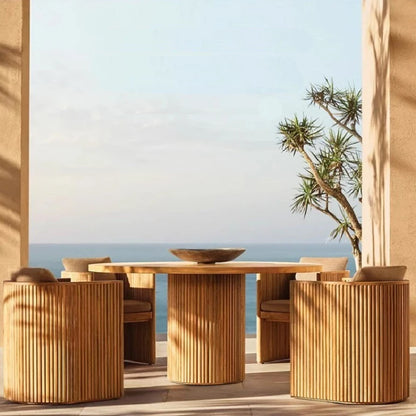 nvModern Simple Courtyard Villa Garden Outdoor Waterproof Sunscreen Anticorrosive Durable Teak Sofa Outdoor Furniture&