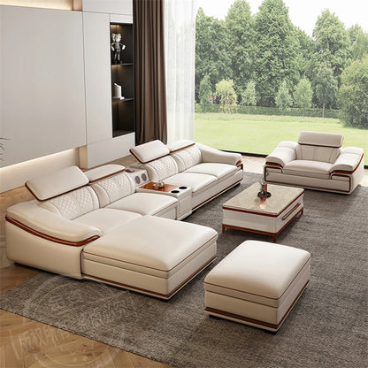 Luxury Charging  Sofas Bed U Shaped Sectional Furniture 7 Seat Modern European Fabric Living Room Sofas Set