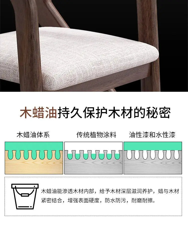 Walnut solid wood chair high value ins style book desk chair living room study back chair simple dining