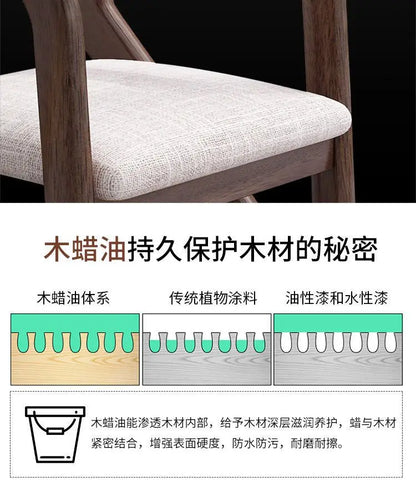 Walnut solid wood chair high value ins style book desk chair living room study back chair simple dining