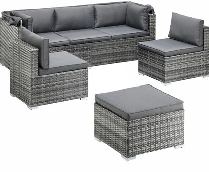 Lying bed, covered courtyard, high-end villa, outdoor rattan woven sofa bed, terrace, outdoor rattan chair