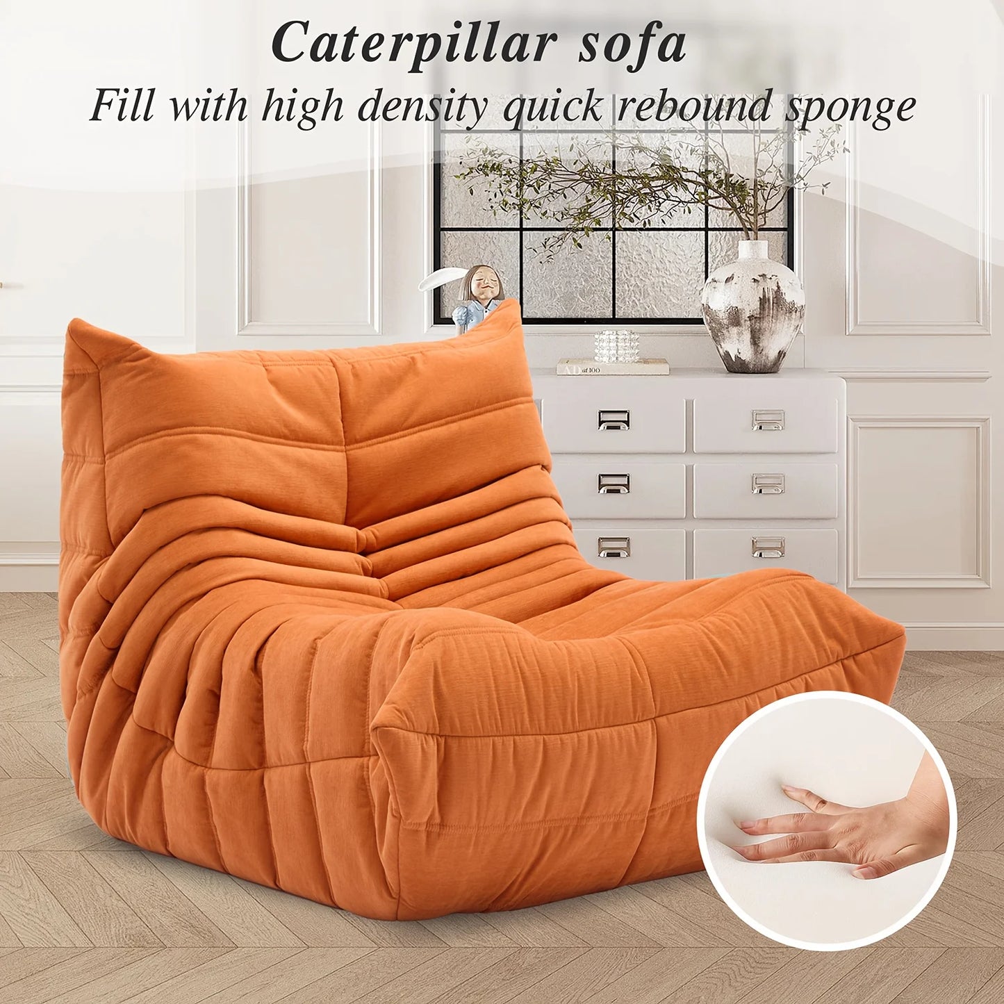 Ergonomic Memory Sponge Bean Bag Chair - Comfortable adult suede lounge chair for reading and gaming, perfect for home decor