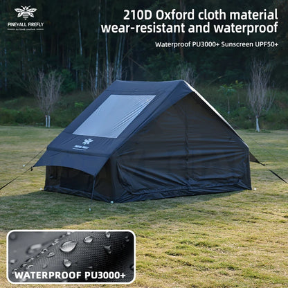 Outdoor inflatable camping tent with a panoramic skylight, suitable for activities such as camping, hiking, and fishing.