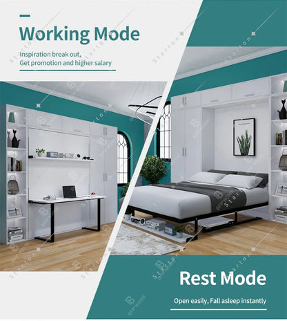 High Quality Modern Style Murphy Wall Bed Intimate Integrated Design Multi Function Vertical Rotating Murphy Bed for Apartment