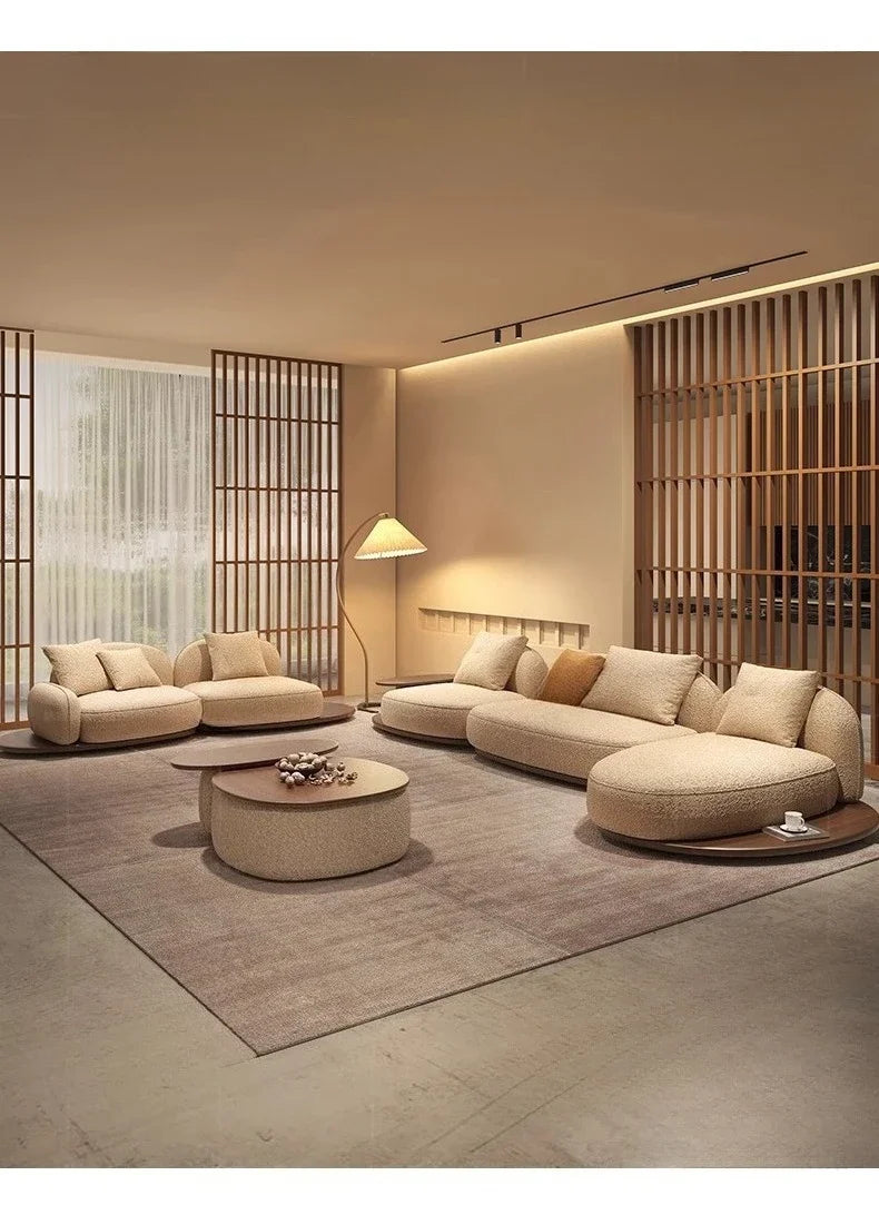 Living Room Coffee Table Designer Creative Three-person Log Style Furniture Modern Simple Modern Morocco Fabric Sectional Sofas