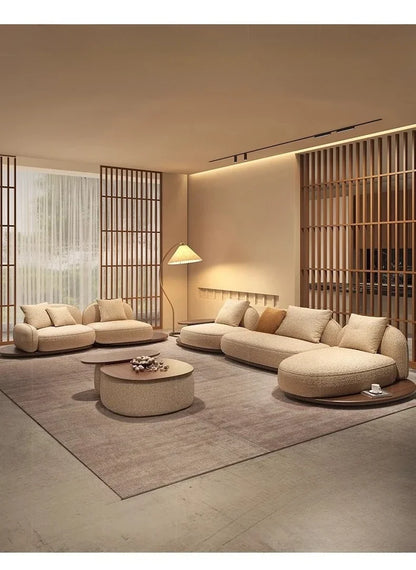 Living Room Coffee Table Designer Creative Three-person Log Style Furniture Modern Simple Modern Morocco Fabric Sectional Sofas