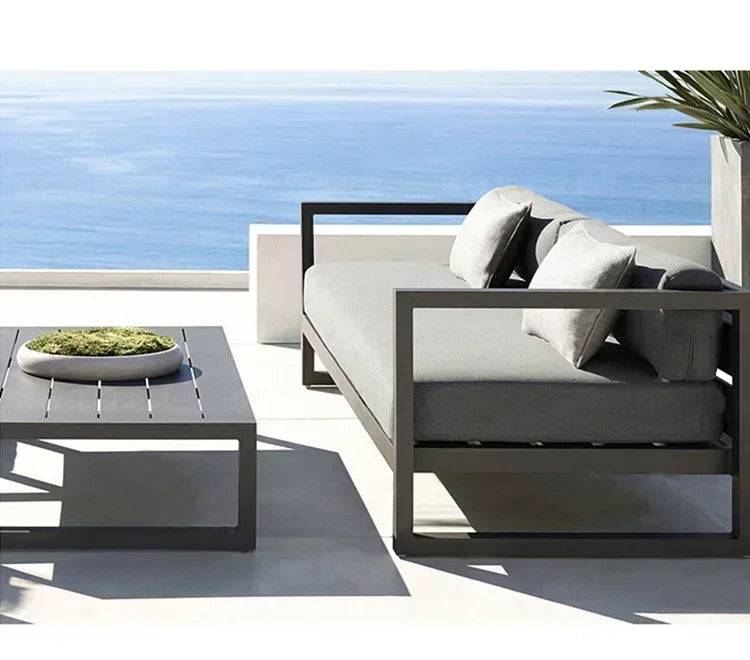 Outdoor Aluminum Alloy Sofa Four Piece Set, Terrace Garden Bar Waterproof Sofa Furniture Set
