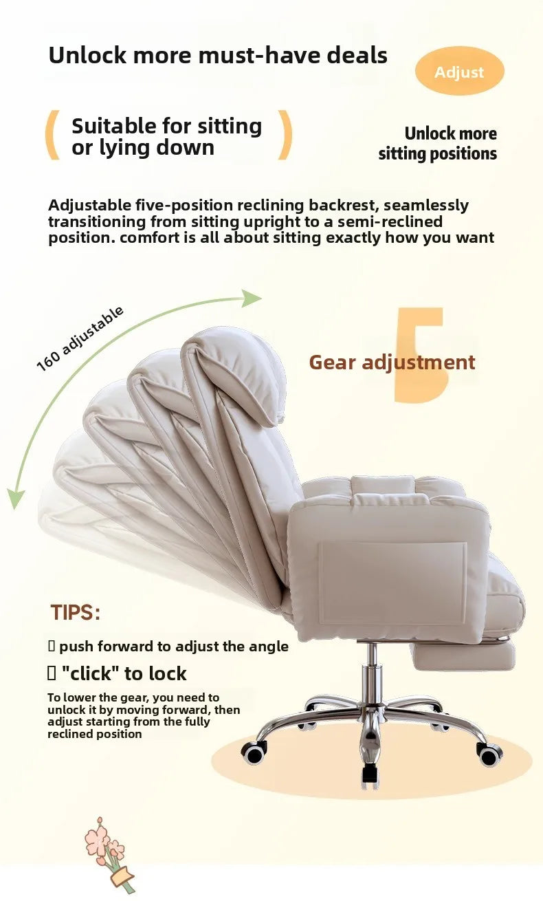 Ergonomic Office Chair Comfortable for Long Hours Metal Backrest Reclining Gaming Chair Office Office Chair Gamer Chair Muebles