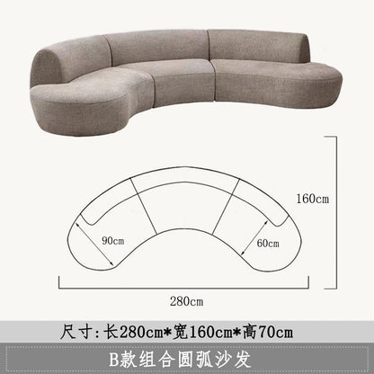 Italian light luxury wabi sabi circular curved sofa minimalist special-shaped corner large apartment living room model