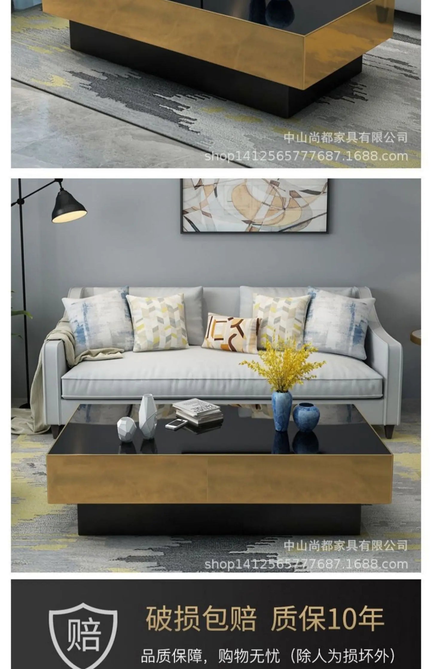 Large and small apartment light luxury marble living room square Italian minimalist coffee table   FT