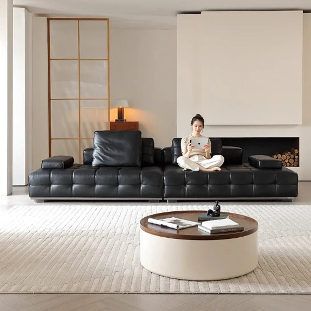 New Arrival High Quality Italian Leather Sofa Wholesale Folding Black Synthetic Leather High Quality Italian Leather Sofa