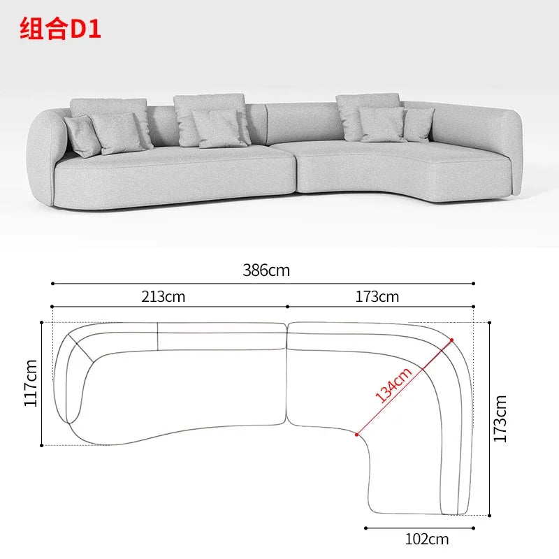 P32 Minimalist sofa large apartment living room special-shaped corner fabric, modular combination sofa