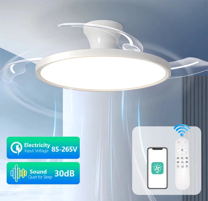 New ultra-thin chandelier fan LED Invisible ceiling fan with light 3 folding blades Pendant Light kitchen living room office