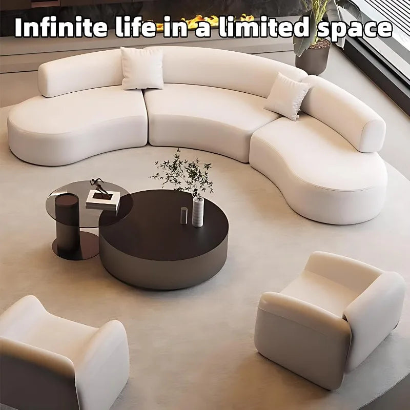 133.9" U-Shaped Sofa Set (Sofa A+Table+3Chairs B) - Cloud Couch, Solid Wood Frame