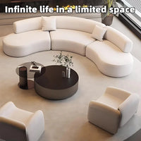 133.9" U-Shaped Sofa Set (Sofa A+Table+3Chairs B) - Cloud Couch, Solid Wood Frame