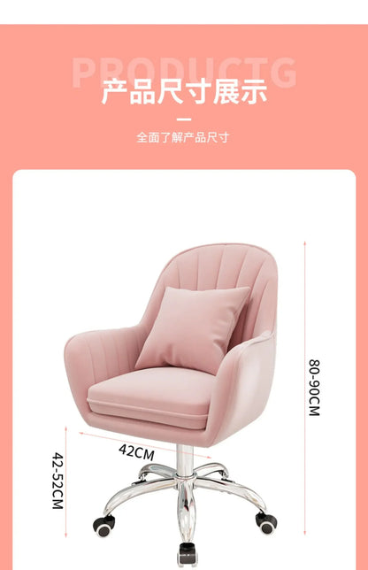 Cute Desk Chair For Girls Pink Ergonomic Computer Swivel Chair Adjustable Height Plush Padded Study Chair Bedroom Dorm Office
