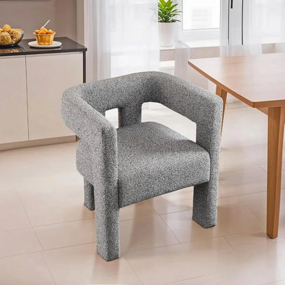 Fabric Upholstered Open-Back Dining Chair, Modern Accent Armchair for Living Room and Bedroom, Sherpa-Style Comfort