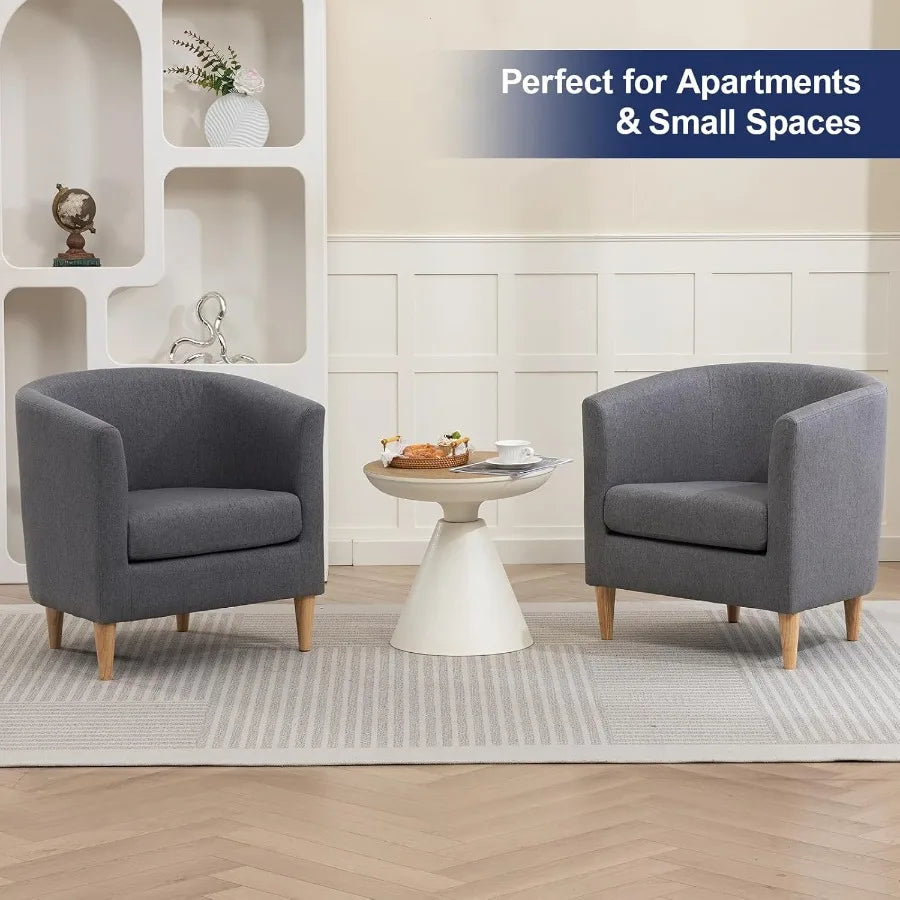 Modern Comfy Accent Barrel Chair with Armrest for Living Room Bedroom Reception Room or Cafe Soft Padded Design for Cozy Relaxa
