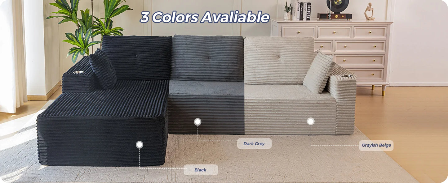 Vacuum Compression Living Room Boneless High Density Combination Foam Sofa Sofa Bed with Cup Holder