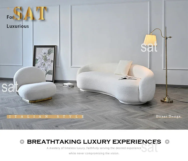 Modern Minimalist White Half Circle Designer Couches Luxury Sofa Set Design Lounge Round Curved Sofa Couch