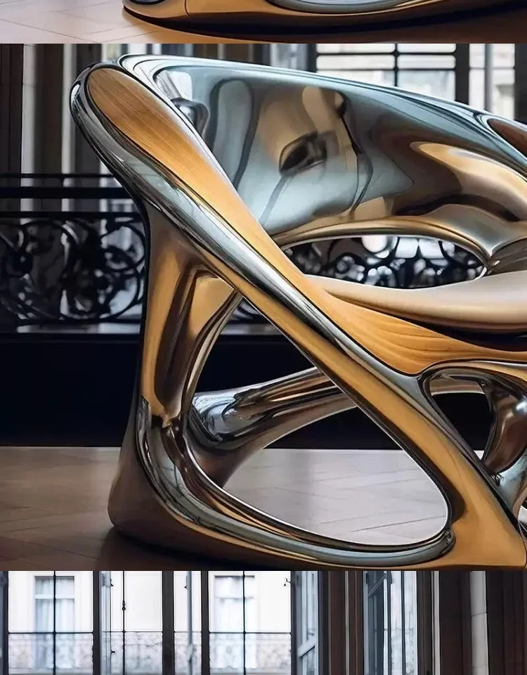 Nordic designer creative leisure chair living room balcony single sofa negotiation chair hollow electroplating chair