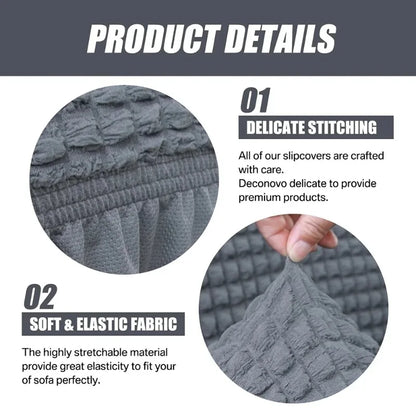 1 Seater Seersucker Sofa Cover with Elastic Skirt Stretch Sofa Protector Removable Slipcover Armchair Cover Elastic Couch Cover