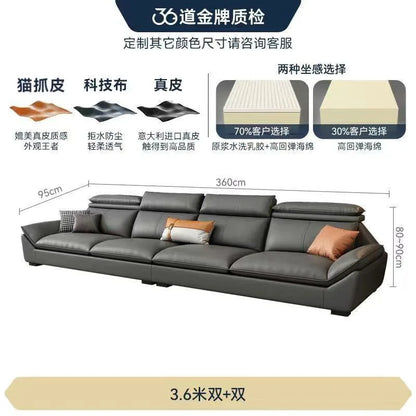 Italian minimalist leather sofa, new living room size apartment, concubine corner combination design