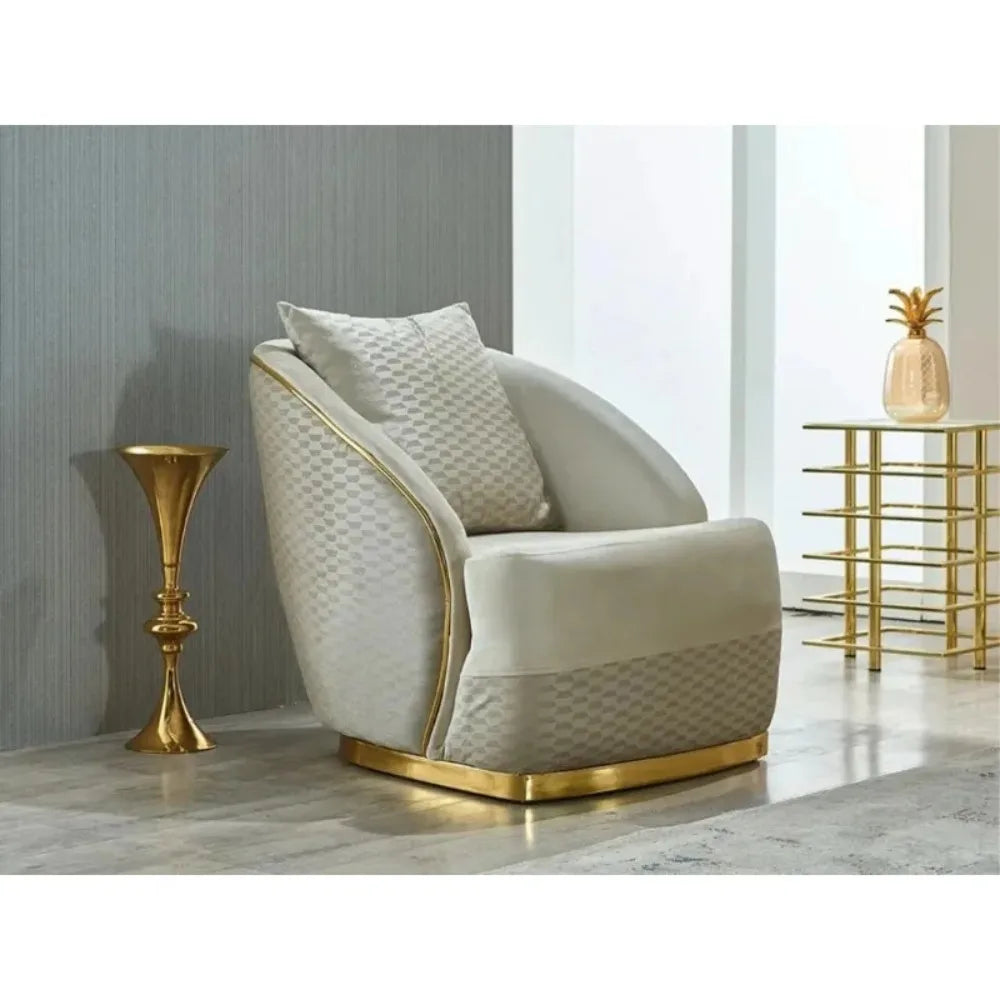 -Modern Luxury Comfortable Living Room Sofa Set Stainless Steel Seat Velvet Sofa Home Hotel Living Room Furniture
