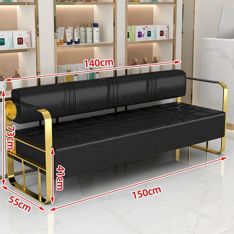 Famous Hair Salon Area Bench Hair Salon Waiting Light Luxury Stainless Steel Bar Sofa