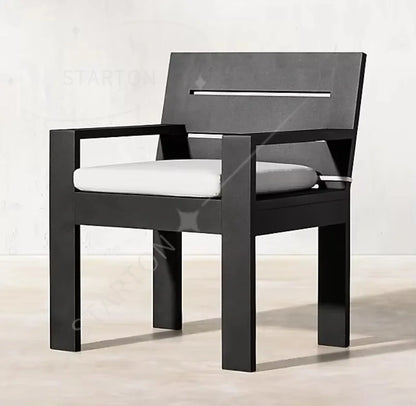Hot Sale Marbella Aluminum Outdoor Table and Chairs Hotel Luxury Black Metal Outdoor Furniture Aluminum Outdoor Dining Set