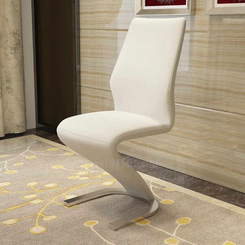 2 Pieces Chairs Modern Simple Z Shape Dining Chair PU Leather Home Living Room Chair Only Chairs (Table Is Not  Sale) C P