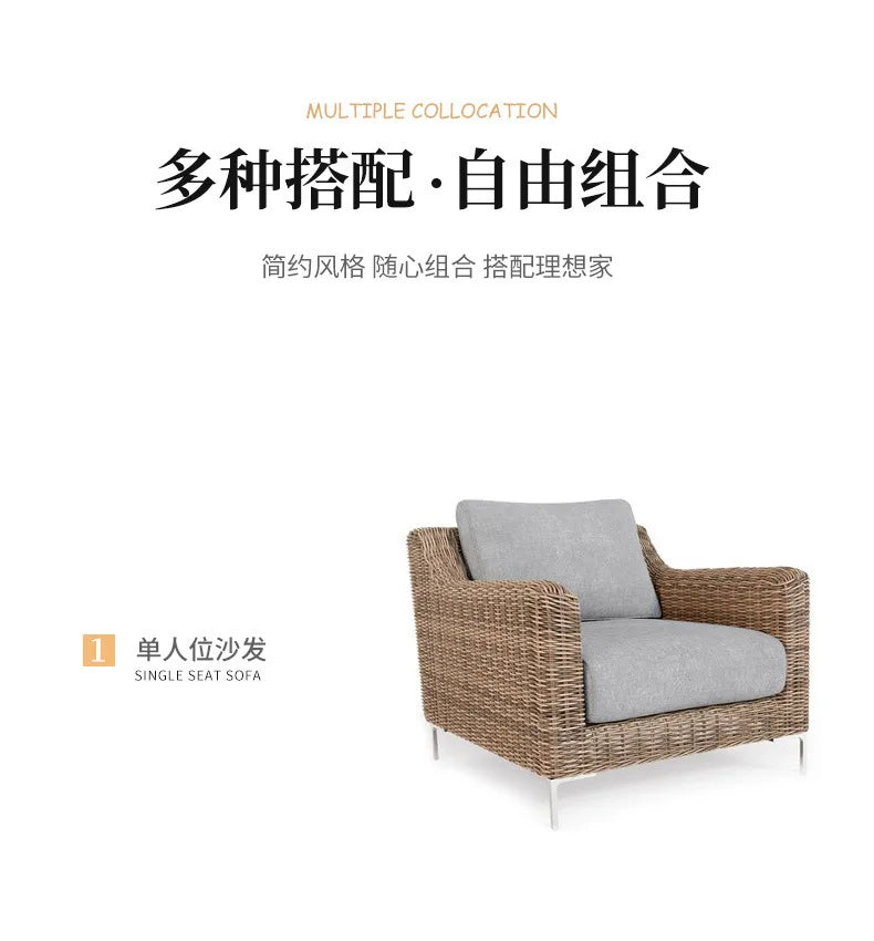 Nordic Outdoor Sofa - Round Rattan-Style Corner Set For Courtyards, Balconies, And Hotels Sun-Resistant