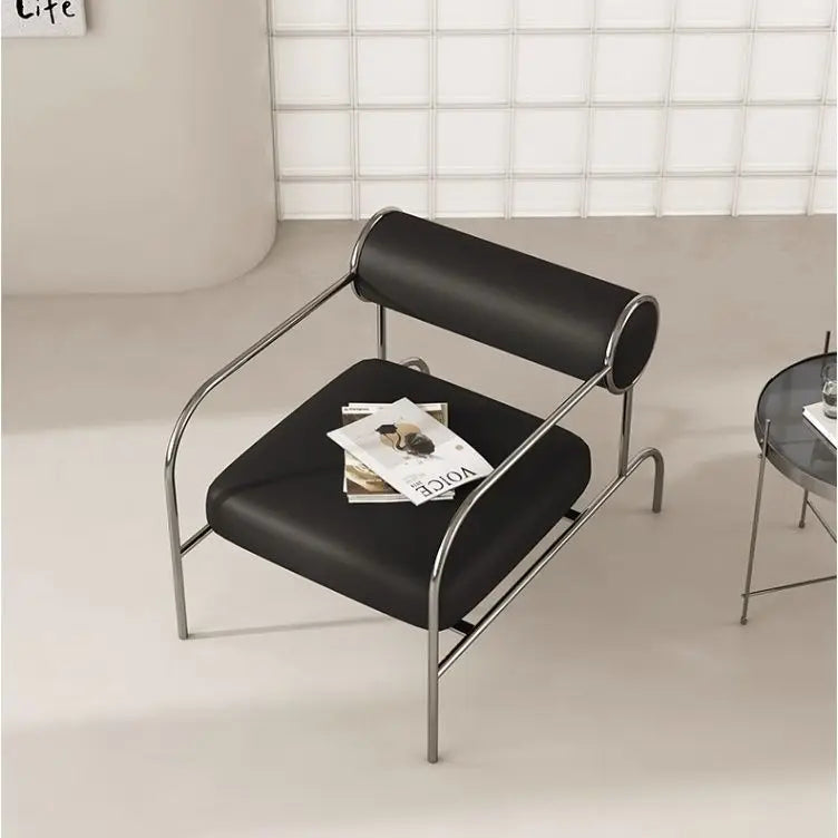 Nordic Light Luxury Single Sofa Chair Medieval Designer Stainless Steel Living Room Simple and Fashionable Backrest Chair