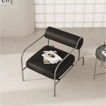 Nordic Light Luxury Single Sofa Chair Medieval Designer Stainless Steel Living Room Simple and Fashionable Backrest Chair