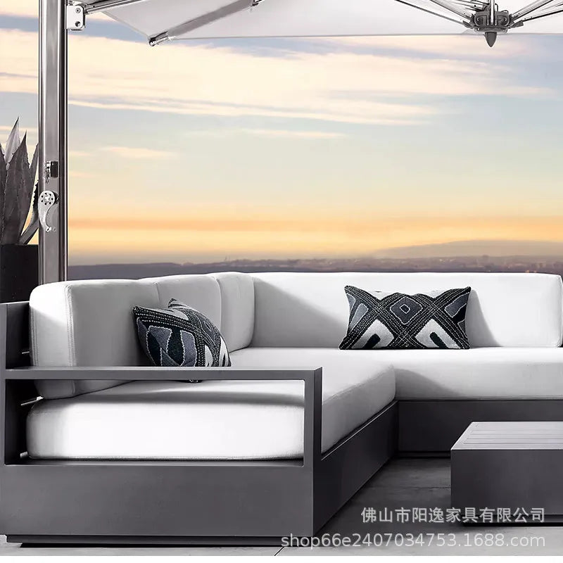 Outdoor high-end sofa villa garden courtyard hotel swimming pool leisure outdoor waterproof and sunscreen aluminum  combination