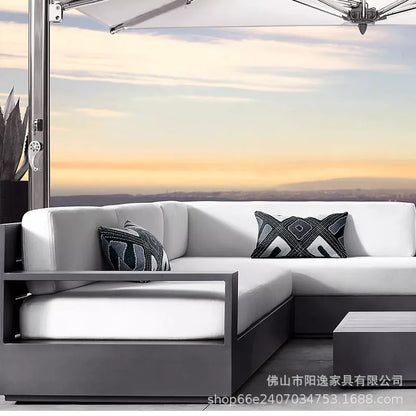 Outdoor high-end sofa villa garden courtyard hotel swimming pool leisure outdoor waterproof and sunscreen aluminum  combination