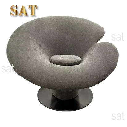 #y Elegant Accent Casual Black  Leather Lounge Chairs Single Sitting Room Arm Chair Living Room steel Flower fiberglass Armchair